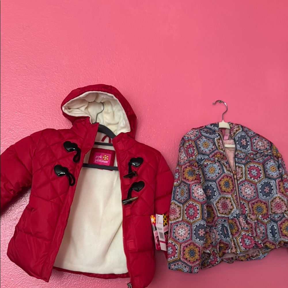 Pink Platinum Red Quilted & Penelope Mack Jacket with Toggle 4T& 5T 1new only